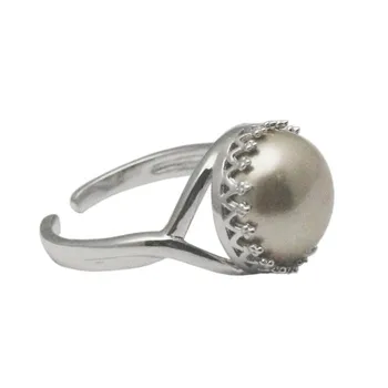 Beadsnice ploščo krono ring nastavitev 925 sterling srebrna žica krono ploščo za 12 mm okroglo chrysoprase srebrni prstan prazne ID 32845