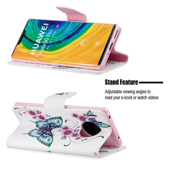 Metulj PU Usnje Denarnice Flip Primeru za Samsung Galaxy A70 A7 2018 M20 M30 M10 A40 A40s S10e S10 Plus Opomba 10 Pro Opomba 8 Pokrov