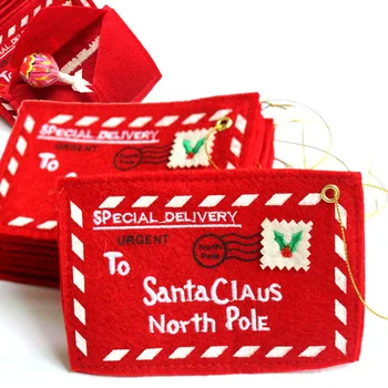 10pcs Božič Santa Claus, ki Želijo Pismo Sredstev Viseči Okras Božič Drevo Kartice Sladkarije Darilne Vrečke za Domačo Stranko Novo Leto