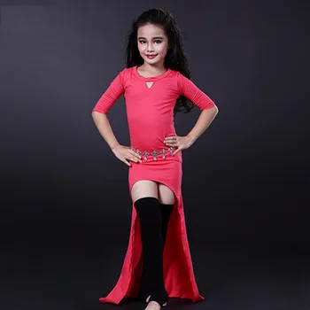 Visoka Kakovost Dekle Ples Trebuh Obleke Modra/Rose/Black Otroke, Ples, Moda Praksa, Letnik Elastična Najstniških Kostum Q4028