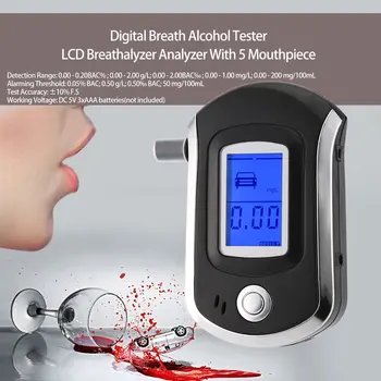 Nove Digitalne Dih Alkohol Tester Breathalyzer z LCD Dispaly s 5 Ustniki AT6000 Vroče Prodajo Padec Ladijskega prometa