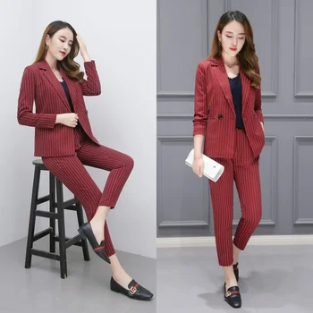Moda obleko obleko ženski spomladi leta 2019 nove jesensko slim vsestranska jakna korejski priložnostne devet hlače dva sklopa visoko kakovost trend Ms
