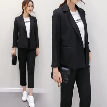 Moda obleko obleko ženski spomladi leta 2019 nove jesensko slim vsestranska jakna korejski priložnostne devet hlače dva sklopa visoko kakovost trend Ms
