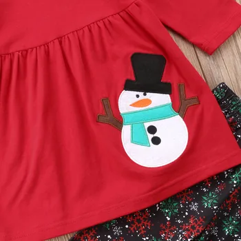 3pcs Baby Dekle, Božične Obleke, Oblačila, ki Snežaka T-shirt Obleko Dokolenke Določa obleke 1-6T