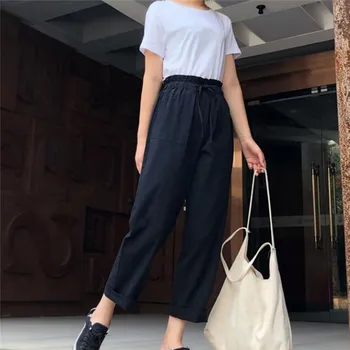 Ženske hlače 2020 pomlad poletje modni ženski visoko pasu trdno svoboden harem hlače svinčnik hlače priložnostne tovora hlače ulične