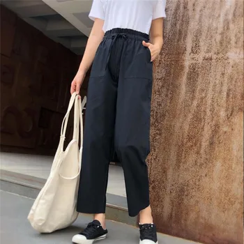 Ženske hlače 2020 pomlad poletje modni ženski visoko pasu trdno svoboden harem hlače svinčnik hlače priložnostne tovora hlače ulične