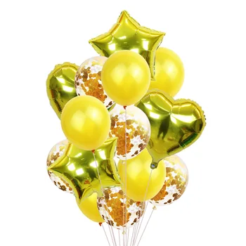 14pcs Baloni Kit Rose Gold Star Srca v Obliki Folija Balon Konfeti Latex Trebušaste Otroci Rojstni dan Dekoracijo Počitnice Globos