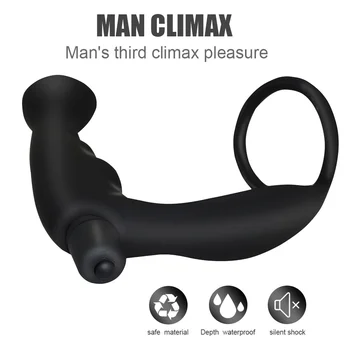 Moški uporabo g-spot analni čep masturbator pari orgazem zaklepni obroček vibracije prostate masaža stroj