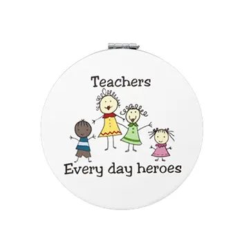 JWEIJIAO Učitelji so vsak dan junakov, Orodja, Pribor žep ogledalo Risanka grafiko, Tiskanje Mini Prenosni ogledalo FQ446