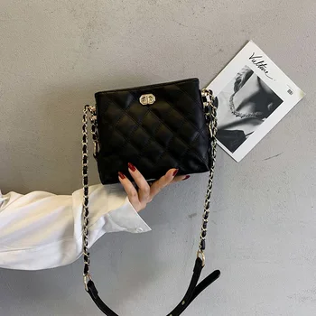 S. IKRR Luksuzne ročne Torbe Ženske Torbe Oblikovalec 2020 Mode PU Usnje Rhombic Kariran Verige Ramenski Crossbody Bag Simple Tote Hobo
