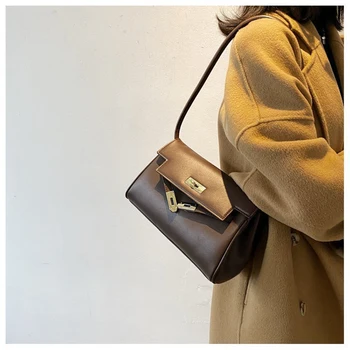Elegantni Ženski Kvadratnih Pazduho vrečko 2020 Moda Novo Kakovost PU Usnja Ženske Oblikovalec Torbico Vintage Ramenski Messenger Bag