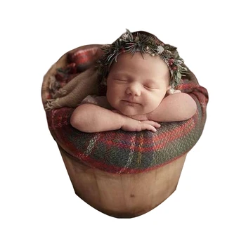 3Pcs Newborn Baby Fotografija Rekviziti, Mehko Toplo Dolgo Kariran Odejo+ Obloge+Kapa Kapa za Malčke Boys Girls 0-6M