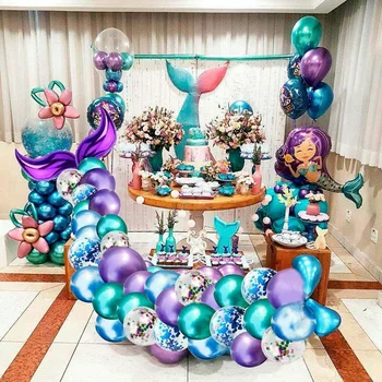 44PCS morska deklica Rep Balon Arch Nastavite Baby Tuš Otroci Happy Birthday Stranka Dekor