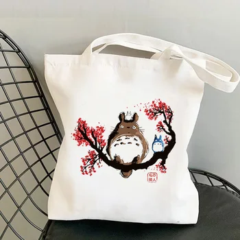 Totoro nakupovalno vrečko eko varovanec platno bolsas de tela za večkratno uporabo torbico vrečko zložljive bolsas ecologicas reciclaje cabas