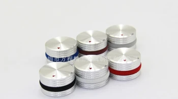4pcs aluminija gumb Barvni krog potenciometer gumb srebro pranje 25*15.5*6 mm, rdeč trikotnik Glasnosti gumb za vklop Kodirnik ojačevalnik