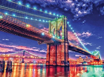 Brooklyn Bridge new York city noč kulise Visoke kakovosti Računalnik tiskanje panoramska fotografija studio ozadju