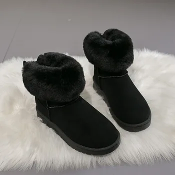 Ženske Škornje Znamke Zimske Čevlje Toplo Black Plišastih Srčkan Krog Toe Priložnostne Plus Velikost Ženske Snow Škornji 2020 Nov Trend Velikost 35-40