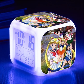 Srčkan Sailor Moon Usagi Tsukino Ure Mornar, Venera, Jupiter Mars Merkur, Uran, Neptun Saturn LED Budilka Slika Igrače Lutka