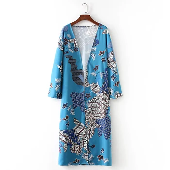 Bella Filozofija ženske šifon plaži tiskanja bluzo poln rokav batwing rokav, dolge ženske blusas moda bikini kritje kimono