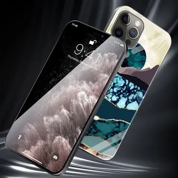 Relief pokrajine slikajo na Steklo, Telefon Primeru za iPhone 11 12 Pro XR X 7 8 XS Max 6 6S Plus SE 2020 Kritje Lupini Coque Capa
