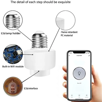 Vroče 4 Pack Tuya Smart Življenje Wifi Smart Žarnice Socket Adapter E26 Preklop Svetilko Znanja Držalo za Amazon Alexa googlova Domača stran