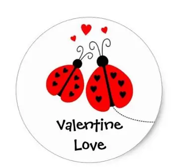 1.5 inch Ladybugs v Ljubezni Valentinovo Nalepke