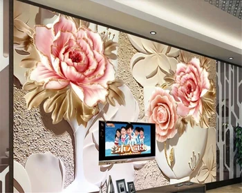 Beibehang Vinil steno Pisane vklesan tri-dimenzionalni cvet steno stensko TV ozadju dekorativno slikarstvo papier peint zidana 3d