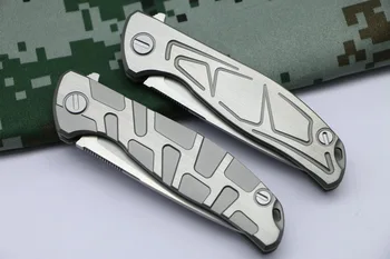 TIGEND F95 D2 jekla, zložljiv nož S / T vzorec pranje kamna TC4 titana ročaj prostem kampiranje nož v žep taktike EOS orodja