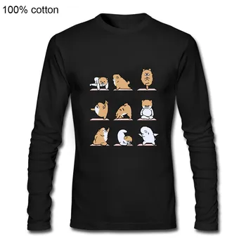 2019 moda POMORJANSKO Pes dolg Rokav majice s kratkimi rokavi moški Yogic predstavljajo Moške Tees Majica, Izdelani po Meri, dolg Rokav Svojo In Ji Majica