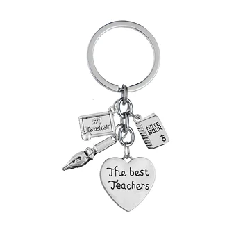 12PC Vtisnjeno Besede Najboljši Učitelji Keyrings Učitelj Pero Zvezek Obesek Keychains Učitelj Nakit Zahvalni Dar Key Ring