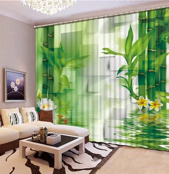 Prilagodite Velikost 3D Zavese Bambusa lotus predalčni Blackout Odtenek Okna Zavese Dom Spalnica Dekoracijo Zaves Ozadju
