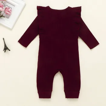 2020 Otroška Oblačila Jesensko Zimske Novorojenega Dojenčka Oblačila Baby Boy Girl Bombaž Romper Pletenega Rebrastega Jumpsuit Trdna Topla Oblačila