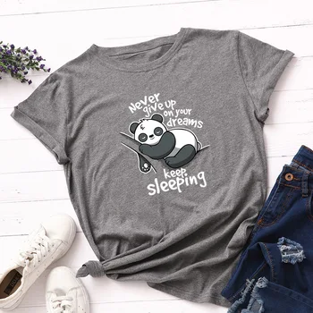 Plus Velikost S-5XL Osnovne Tees Ženske Panda Grafični T Srajce Poletje Živali Natisnjeni Bombaža T-shirt Harajuku Risanka Kratek Rokav Vrhovi