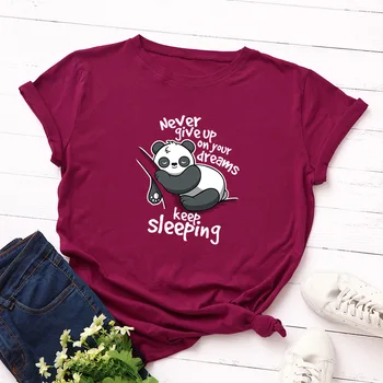 Plus Velikost S-5XL Osnovne Tees Ženske Panda Grafični T Srajce Poletje Živali Natisnjeni Bombaža T-shirt Harajuku Risanka Kratek Rokav Vrhovi