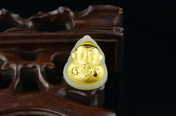3D zlato, vdelan z naravnimi Hetian Yufuwa obesek H106#