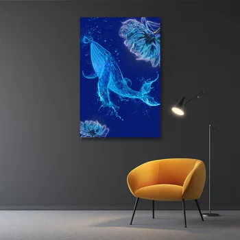 Ustvarjalne Splash Morskih Živali-Kita Umetniško Platno Slike Za dnevno Sobo, Tiska Plakate Stenski Umetnosti Doma Dekoracijo Brez okvirja