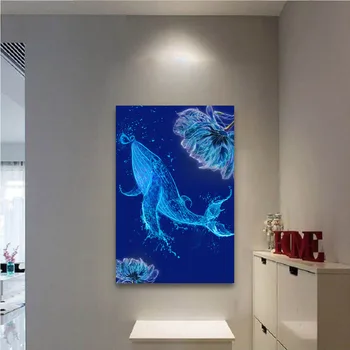 Ustvarjalne Splash Morskih Živali-Kita Umetniško Platno Slike Za dnevno Sobo, Tiska Plakate Stenski Umetnosti Doma Dekoracijo Brez okvirja