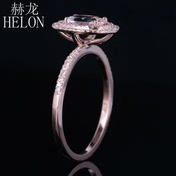 HELON Trdna 18K (AU750) Rose Zlata 0.62 naprej ct Ovalne Pristnega Naravnega Morganite Diamond Trendy Posla Darilo Fine Nakit Prstan