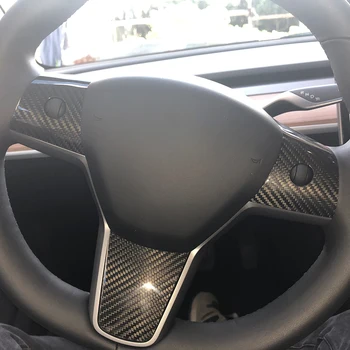 Suho Ogljikovih Vlaken Avto Volan Nalepke Zajema Trim za Dekoracijo 2017 2018 Tesla Model 3 Avto Styling