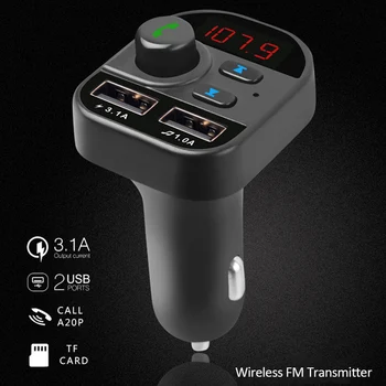Bluetooth V-Avto MP3 FM Brezžični Oddajnik Dvojno USB Avto Polnilnik, Komplet za Prostoročno uporabo 5V/2.1 Mobilni Telefon Polnilnik