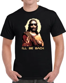 Moda Vroče prodaje jaz Se vrnem Jezus Terminator Smešno Parodija Arnold Pismo Bogu Tee Shirt majica
