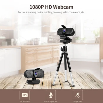 Webcam Video Konference Fotoaparat 1080P HD, širokokotni USB Plug & Play z Objektiva & Stojalo za Prenosni računalnik Namizni TV Box