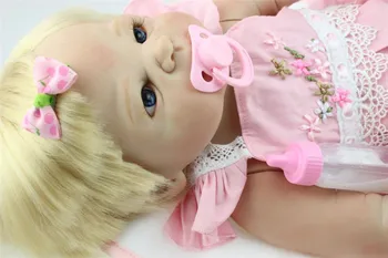 22 palčni bebe lutka prerojeni Silikonski prerojeni Malčki Punčko Veren Igrače Dekle za Otroke Darilo za Celotno Telo, Silikonski Lutke, ki so Prerojeni