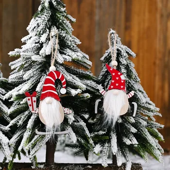 Božični okraski leseni darilni škatli gozd starec obesek brezosebna lutka majhno drevo okraski okraski otrok gifts2021