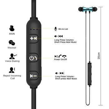 Magnetni Bluetooth Brezžične Stereo Slušalke Športne Slušalke Za IPhone X 7 8 Samsung S8 Xiaomi Huawei Nepremočljiva Čepkov Z Mic