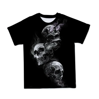 Camiseta Con Estampado 3D Par Hombre Y Mujer, Camiseta De Estilo Punk, Camiseta De Calavera, camiseta gótica, talla asiática