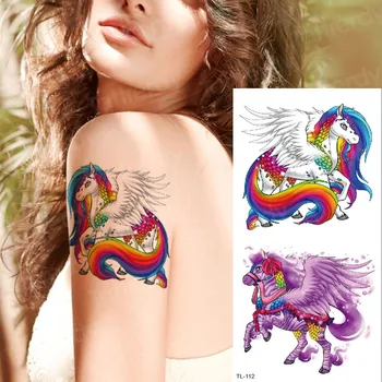 Tattoo & body art samorog tatoo otroci nepremočljiva začasne tetovaže konjskih pastirjev fox tatoo akvarel moda tattoo za dekleta