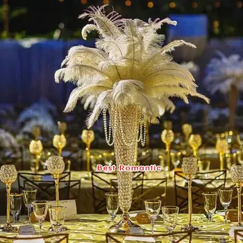 Evropski stil zlato, srebro crystal akrilna beaded poroko centerpieces vaze namizni dekor za poroka dogodek stranka decorati