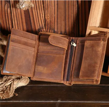 Kratek moški usnje preprost navpično denarnice nori konj denarnice plima prva plast cowhide denarnice retro slogu študentske denarnice