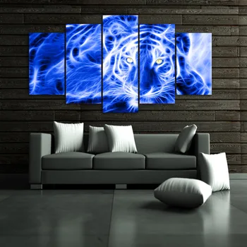 HD natisnjeni 5 kos platno umetnosti Povzetek živali tiger slikarstvo stenske slike za dnevno sobo, moderno brezplačna dostava/ny-261